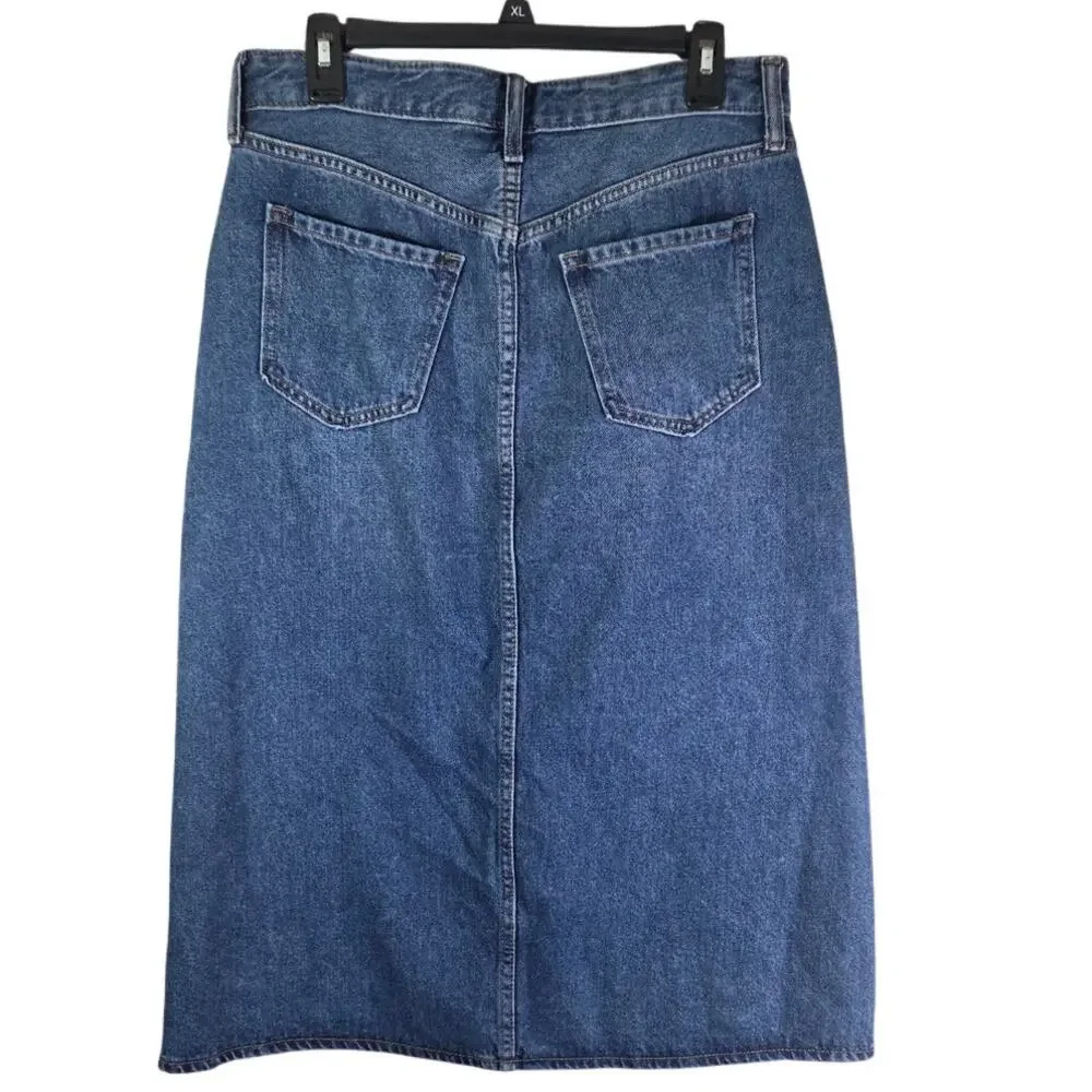 Old Navy Denim front slit‎ pencil skirt secret smooth pocket size 10